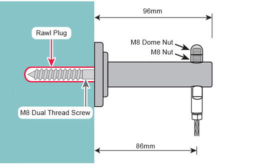 Trellis railing system with threaded studs through standoff